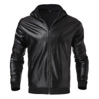 کاپشن چرم مردانه کلاهدار مدل vinas کد 6202