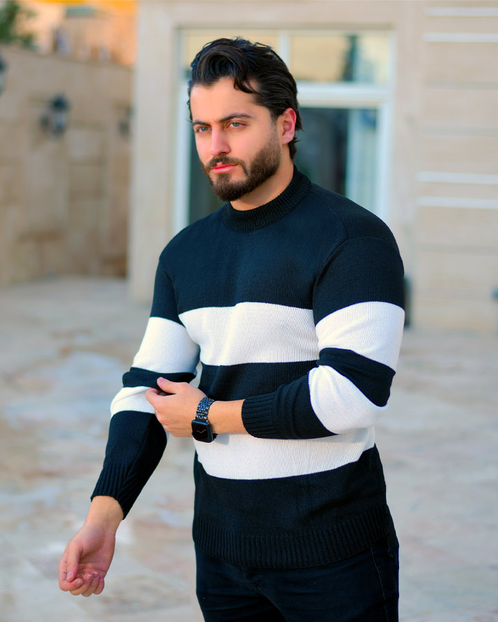 بافت مردانه مدل Alex سفید مشکی کد 6233 - Image 4