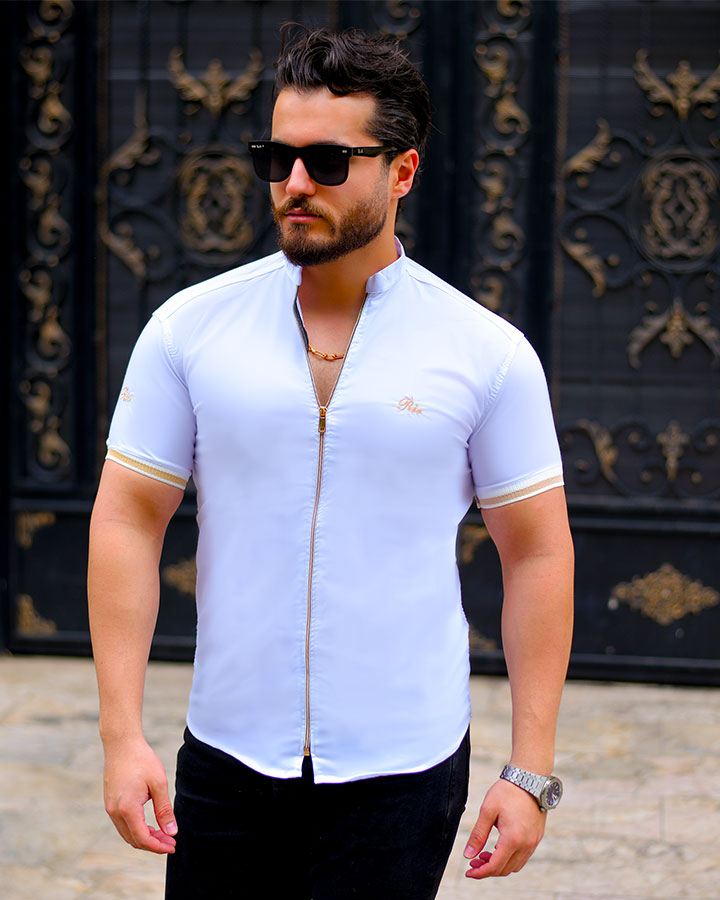 پیراهن نیم آستین مردانه مدل soprx(سفید) کد6308 - Image 3