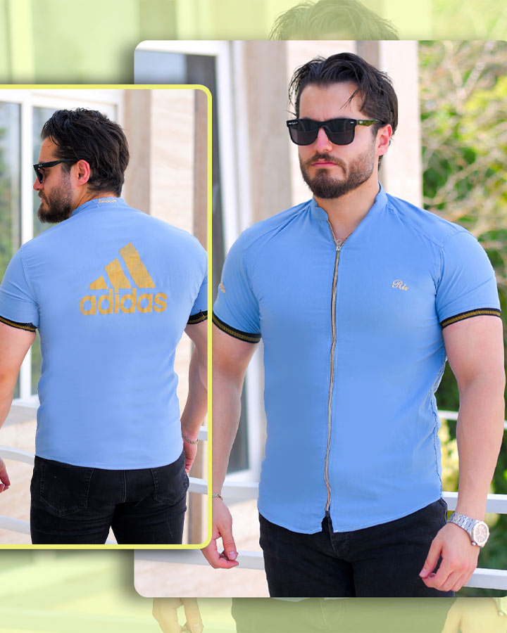 پیراهن نیم استین مردانه مدل Soprx( ابی) کد6324 - Image 4