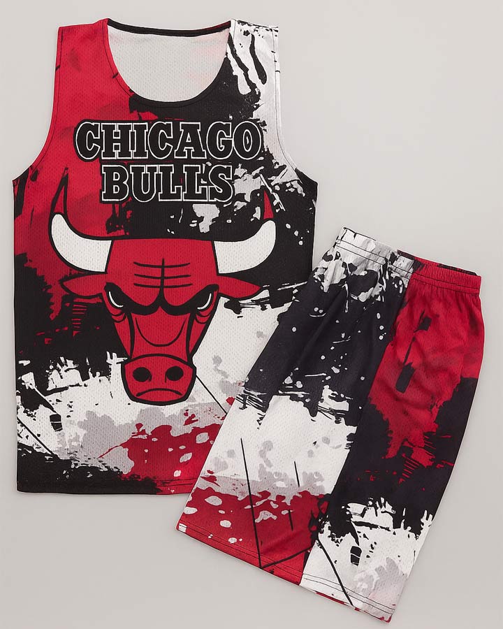 ست تاپ شلوارک مردانه مدل CHicago Bulls کد 6366 - Image 3