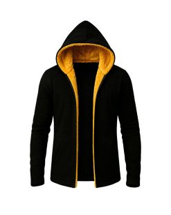 Alternative view of هودی مردانه لبه خز مدل Lazar (زرد)