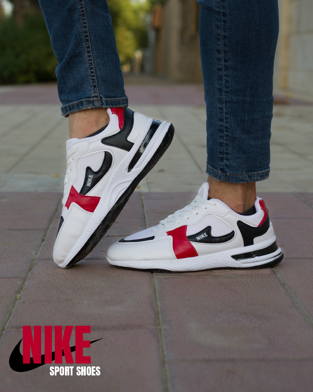 کفش مردانه nike مدل Genicco (سفید قرمز) - Image 3