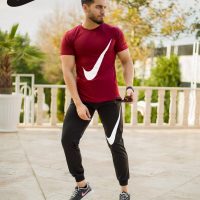 ست تیشرت و شلوار nike مدل calin (زرشکی)