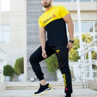 ست تیشرت وشلوار Reebok مدل GK (مشکی زرد)