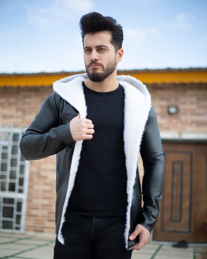هودی چرم لبه خز مردانه مدل Noyan - Image 3