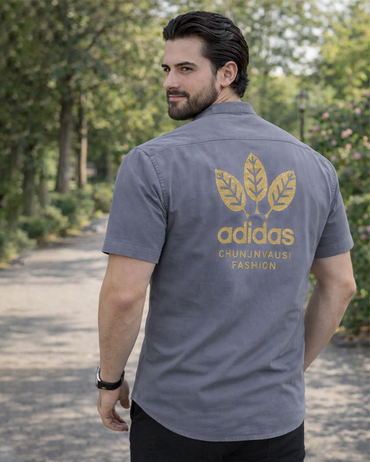 پیراهن نیم آستین مردانه مدل soprx(طوسی) کد6479 - Image 4