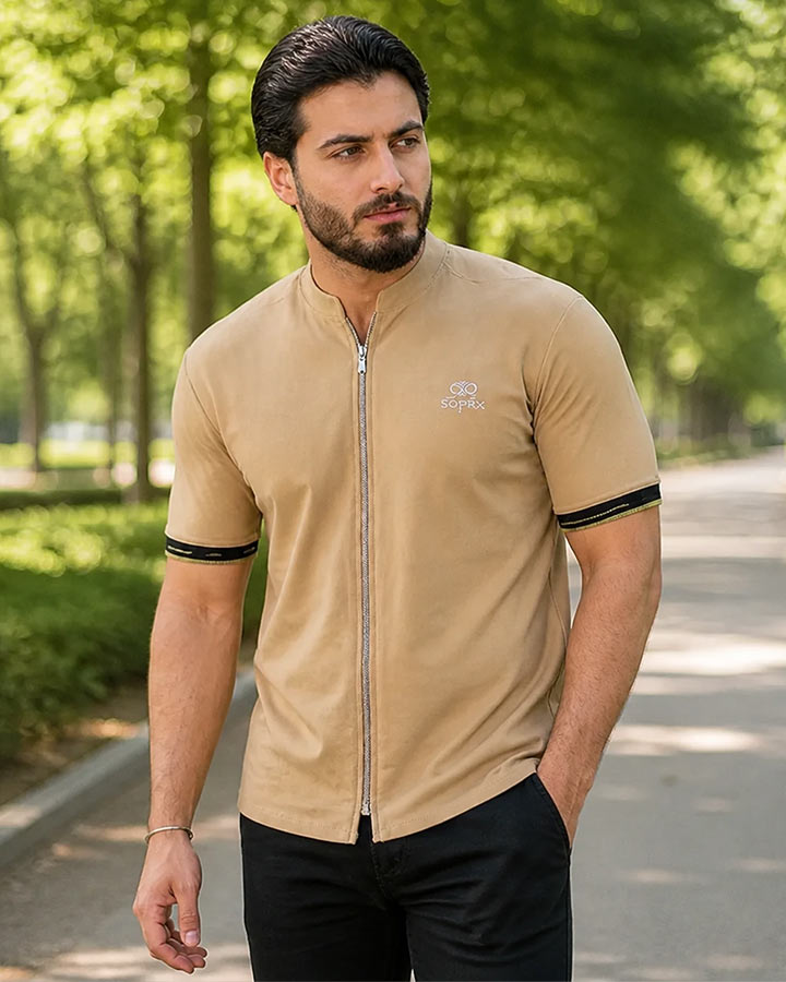 پیراهن نیم آستین مردانه مدل soprx (لیمویی) کد6520 - Image 3