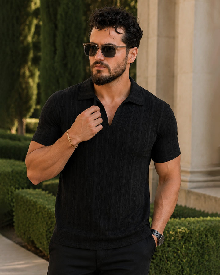 پیراهن مردانه مدل ramy (مشکی)کد6532 - Image 3