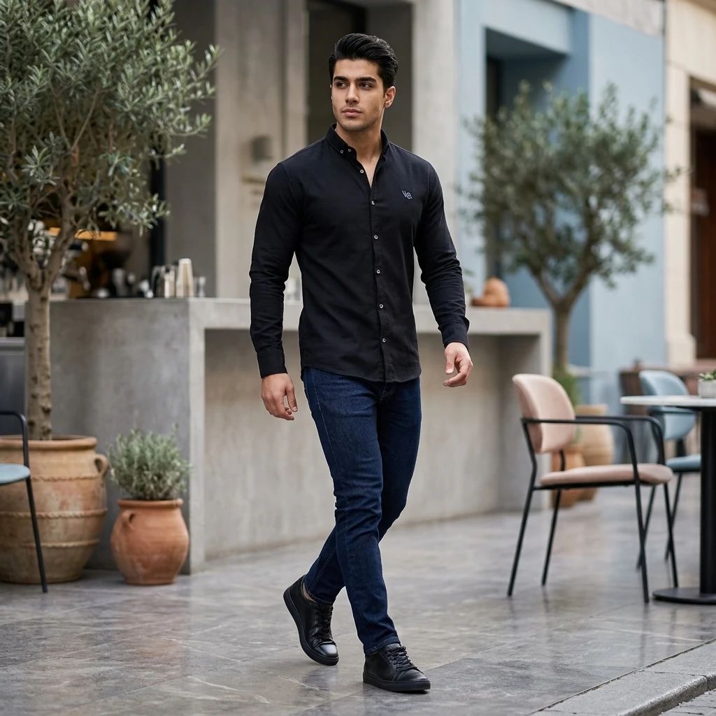 پیراهن مردانه مشکی مدل VQ - Image 6