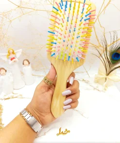 برس مو بامبو چوبی دندانه رنگی
