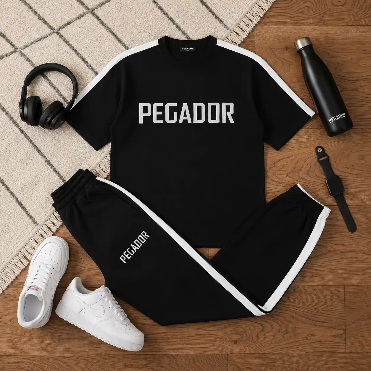 ست تیشرت و شلوار مردانه بنگال کش مدل Pegador-مشکی - Image 6
