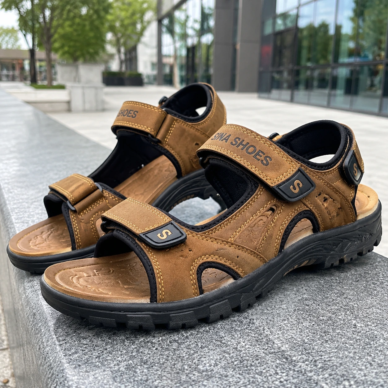 کفش صندل مردانه تابستانی مدل Sina Shoes -عسلی - Image 11