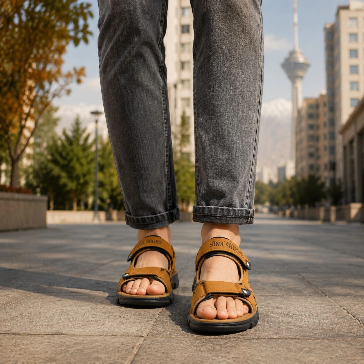 کفش صندل مردانه تابستانی مدل Sina Shoes -عسلی - Image 4