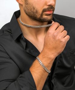 نیم ست Cartier مردانه نقره ای مدل Zoris