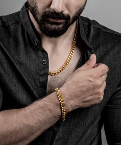 نیم ست Cartier مردانه طلایی مدل Zoris