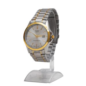 ساعت عقربه ای نقره ای طلایی صفحه سفید Casio مدل Edmon