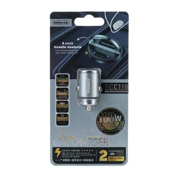 فندکی دو پورت فلزی 100 وات pd مدل RCC110 ریمکس (REMAX)