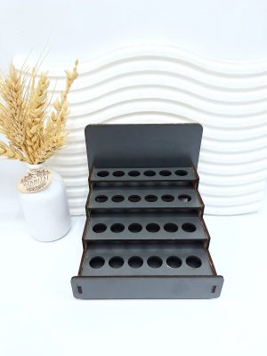 استند رو میزی چوبی مناسب عطر (رنگ طوسی) (سایز کوچک)
