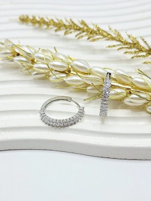 گوشواره مجلسی نگین جواهری ای دایره ای استیل
