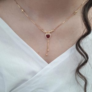 گردنبند کاکوله رنگ سنگ قرمز