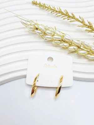 گوشواره ساده حلقوی رنگ طلایی