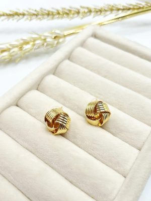 گوشواره طرح گره پیج طلایی