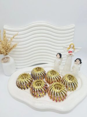 کلیپس چنگکی گوجه ای نگین دار طلایی