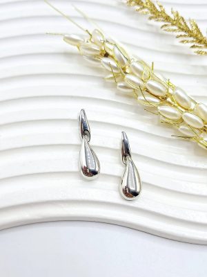 گوشواره دو ردیفه رنگ نقره ای