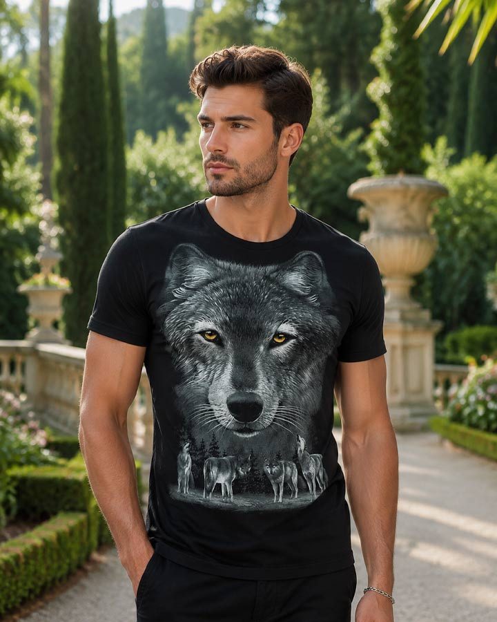 تیشرت مردانه مدل Wolf کد 5631