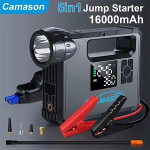 استارتر خودرو 5 کاره Camason X7 با کمپرسور باد، پاوربانک و چراغ قوه حرفه‌ای