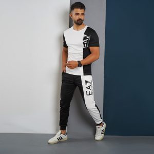 ست تیشرت شلوار EA7 سفید مشکی مدلWE82