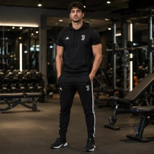 ست تیشرت کلاهدار و شلوار مردانه مدل Juventus-مشکی
