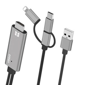 کابل HDMI سه کاره آنتن مدل ONTEN OTN-7537A FOR LIGHTNING/TYPE C/MICRO