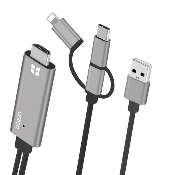 کابل HDMI سه کاره آنتن مدل ONTEN OTN-7537A FOR LIGHTNING/TYPE C/MICRO