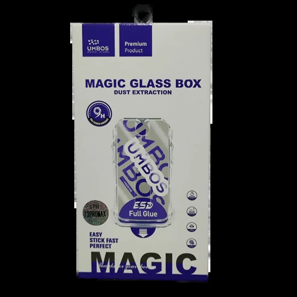 گلس گوشی اپل iPhone 14 Pro Max آمباس مدل UMBOS Magic Glass Box به همراه کیت نصب