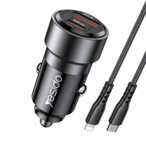 شارژر فندکی با کابل آیفون یسیدو YESIDO Y54 60W FAST CHARGER