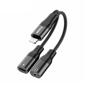 کابل لایتنینگ و جک 3.5 نیتو مدل NITU NX024 2 IN 1 AUDIO CHARGING