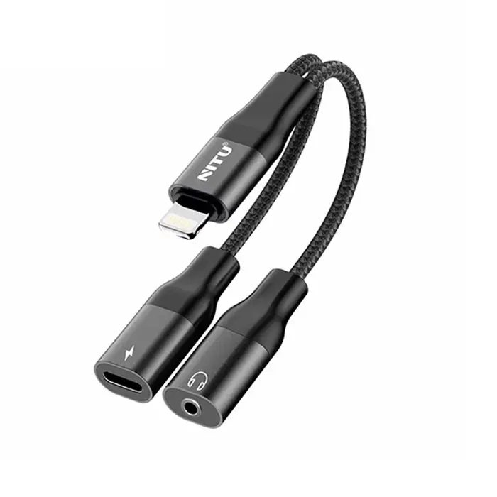 کابل لایتنینگ و جک 3.5 نیتو مدل NITU NX024 2 IN 1 AUDIO CHARGING