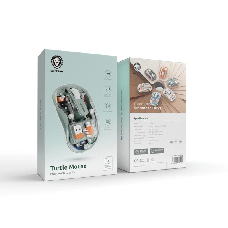 ماوس بیسیم شفاف گرین GREEN TURTLE