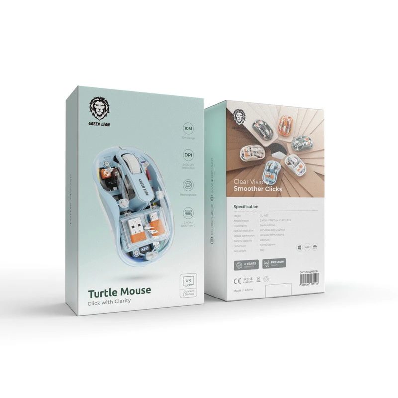 ماوس بیسیم شفاف گرین GREEN TURTLE