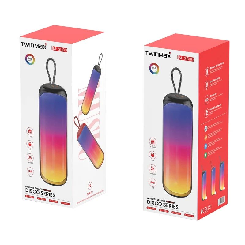 اسپیکر بلوتوثی قابل حمل تویین مکس TWINMAX M-S500 با چراغ RGB