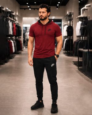 ست تیشرت شلوار Nike مدل OLES (زرشکی)