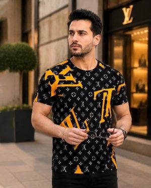 تیشرت مردانه طرح LV (نارنجی) کد6529