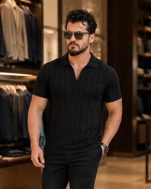 پیراهن مردانه مدل ramy (مشکی)کد6532