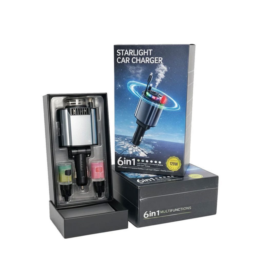 شارژر فندکی و خوشبوکننده خودرو  120 وات 6کاره starlight