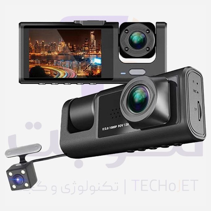 دوربین ثبت وقایع خودرو بلک باکس مدل C309 سه لنز با کیفیت فول اچ دی