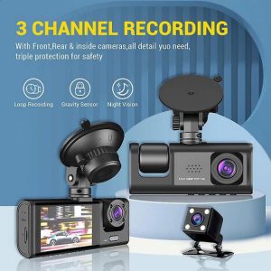 دوربین ثبت وقایع خودرو بلک باکس مدل C309 سه لنز با کیفیت فول اچ دی