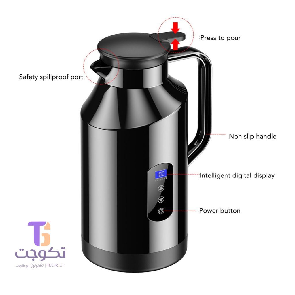 فلاسک برقی هوشمند 1.2 لیتری | کتری مسافرتی 12V/24V و خانگی 220V