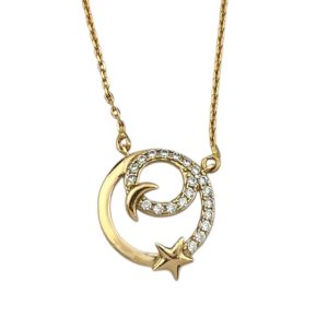 گردنبند زنانه مدل دایره ماه ستاره کد N5055